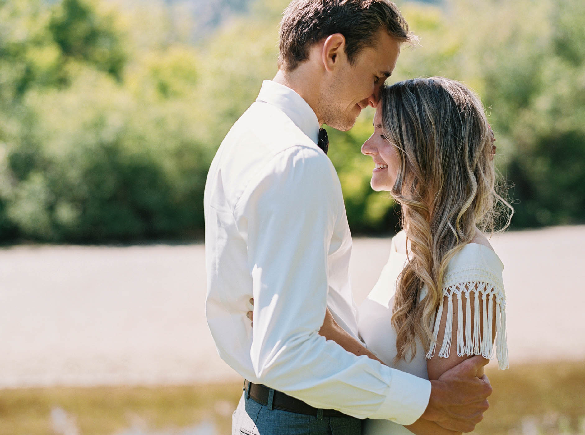 An easy-going first look in Leavenworth captured on film by Seattle wedding photographer Anna Peters