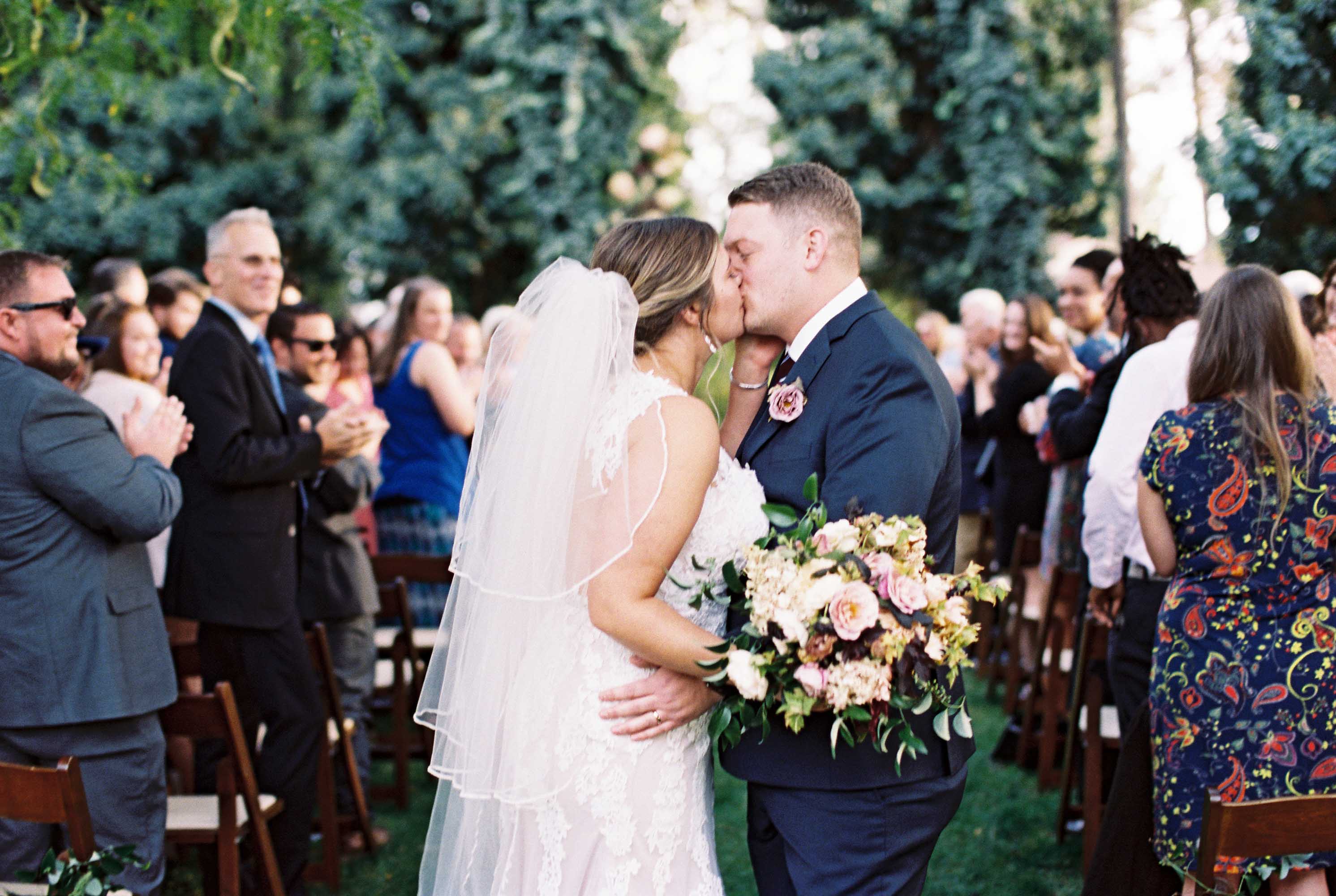 Berry toned, fall wedding with garden inspired floral design at Arbor Crest Winery in Spokane, Washington | Photographed by Seattle and Destination Wedding Photographer Anna Peters